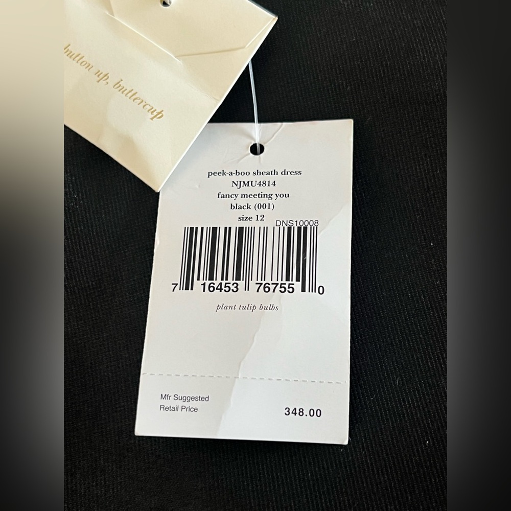 NWT Kate Spade Black Sleeveless Open back Peek-a-boo Sheath Dress Size 12 - Picture 8 of 9